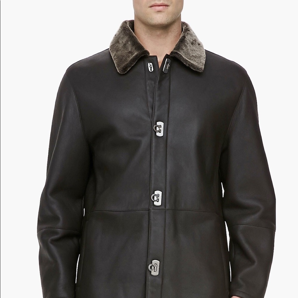 Salvatore Ferragamo Shearling Leather Coat Jacket